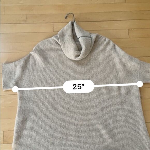 Griffen Cashmere Side Zip Cowl Neck Short Sleeve Sweater Top in Beige M - Picture 8 of 9